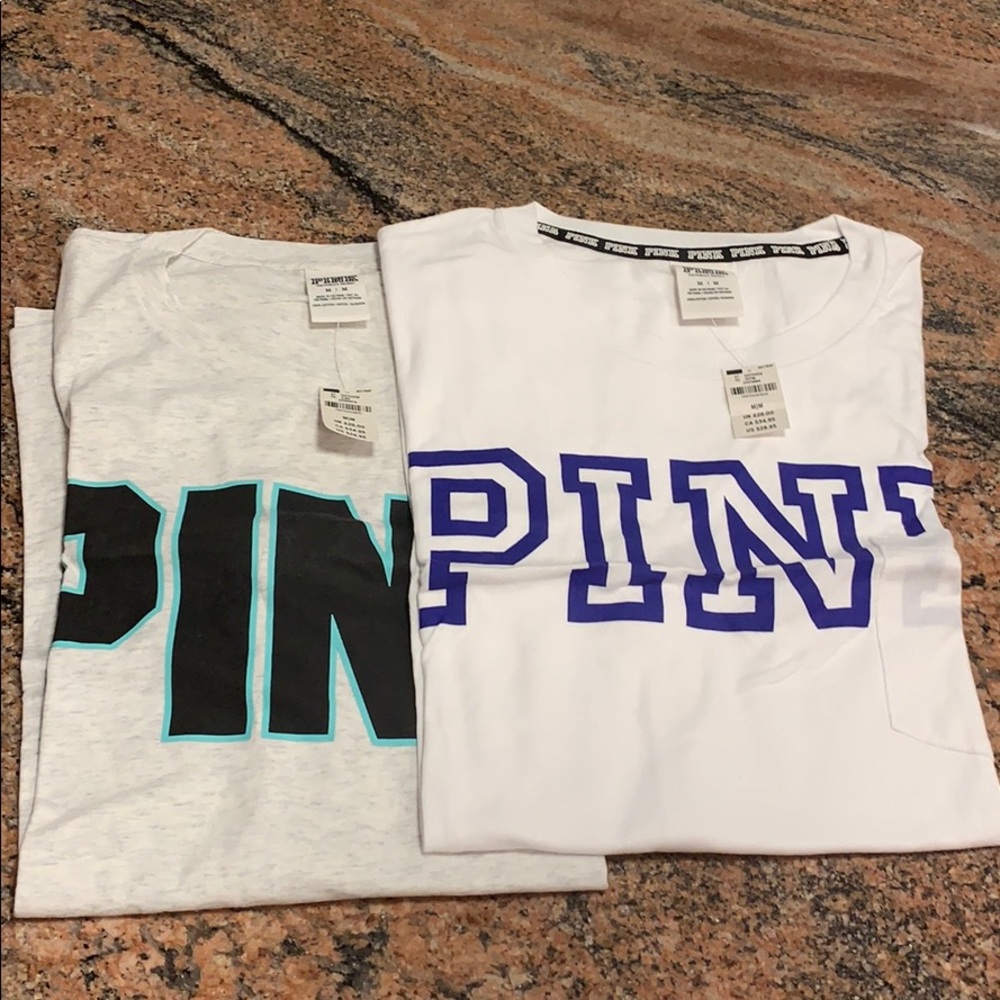 2 Pink VS tshirts